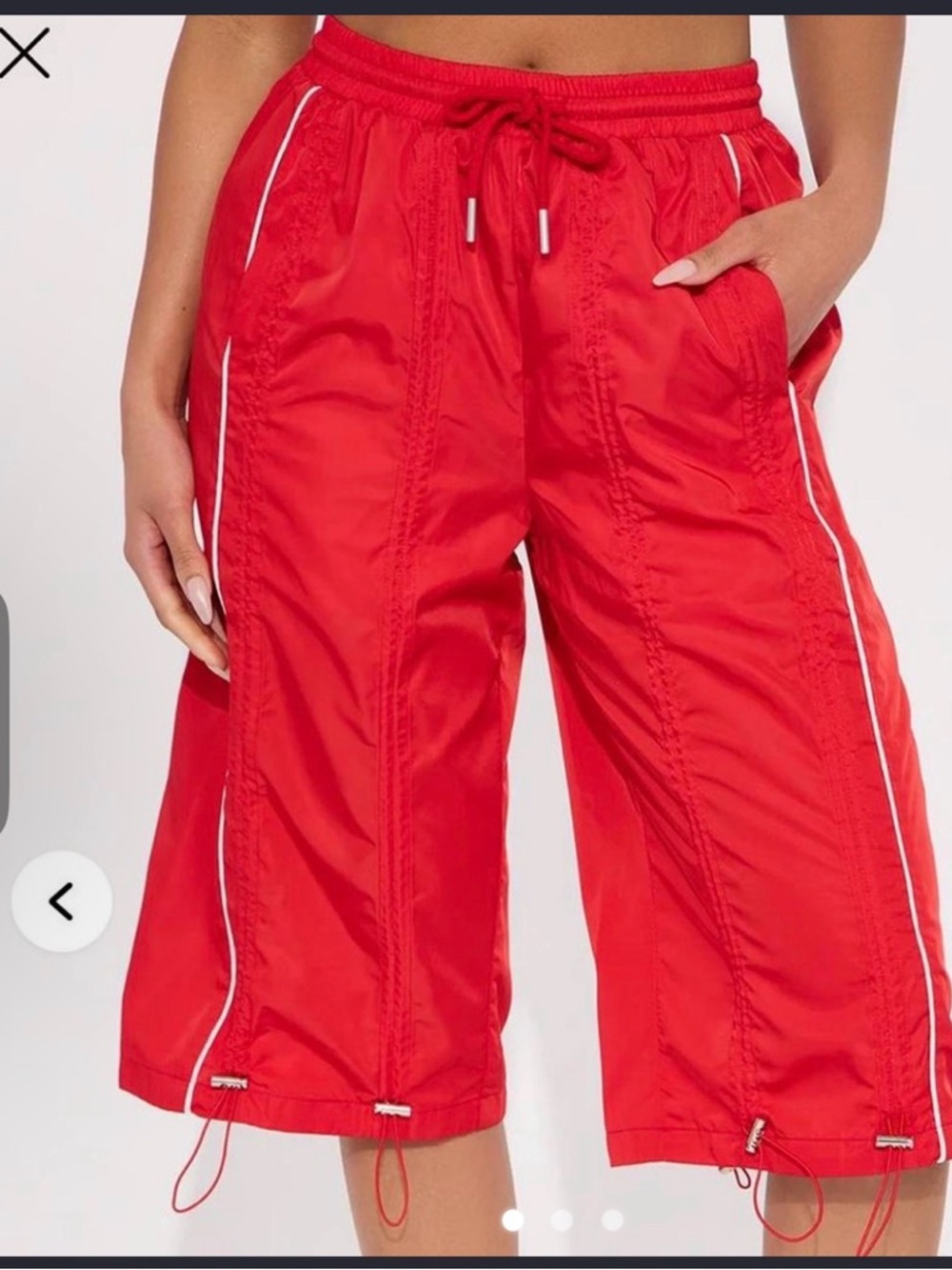 Fashion Nova Red Track Capri Joggers